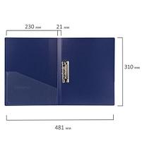 Папка с боковым металлическим прижимом и внутренним карманом BRAUBERG "Contract", синяя, до 100 л., 0,7 мм, фото 8