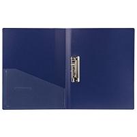 Папка с боковым металлическим прижимом и внутренним карманом BRAUBERG "Contract", синяя, до 100 л., 0,7 мм, фото 3