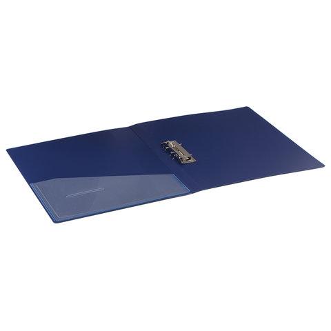 Папка с боковым металлическим прижимом и внутренним карманом BRAUBERG "Contract", синяя, до 100 л., 0,7 мм - фото 4 - id-p99366220