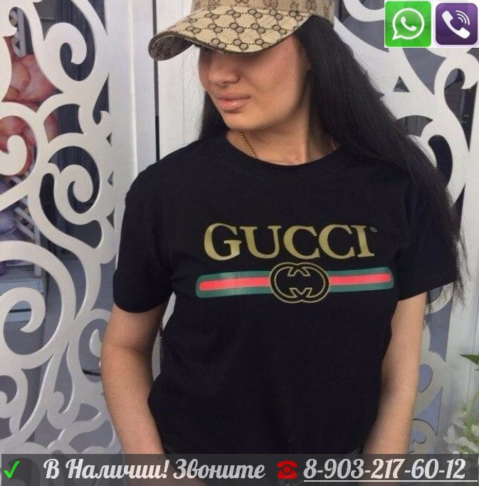 Футболка Gucci GG с Принтом Кота Белая Черная Gucci XS S M L - фото 5 - id-p99196456