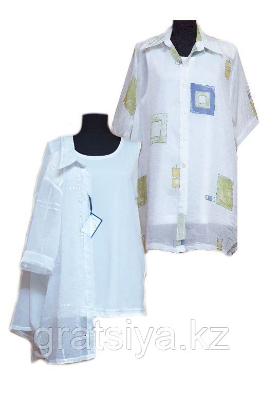 Женская Рубашка с Топом с Короткими Рукавами 58-64 размера - фото 3 - id-p99372458