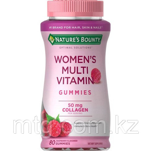 Nature's Bounty, Optimal Solutions, мультивитаминные жевательные конфеты для женщин, малина