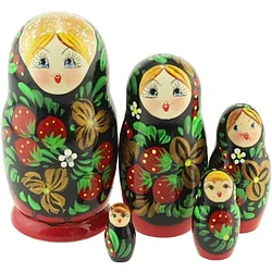 Матрёшка Ажна «Как Хохлома», 10,5 см, 5 кукол