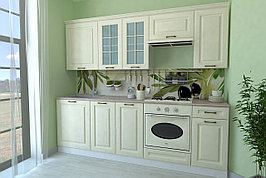 Кухонный гарнитур Белла белый, фасад - ваниль 246х216х52,6 см.