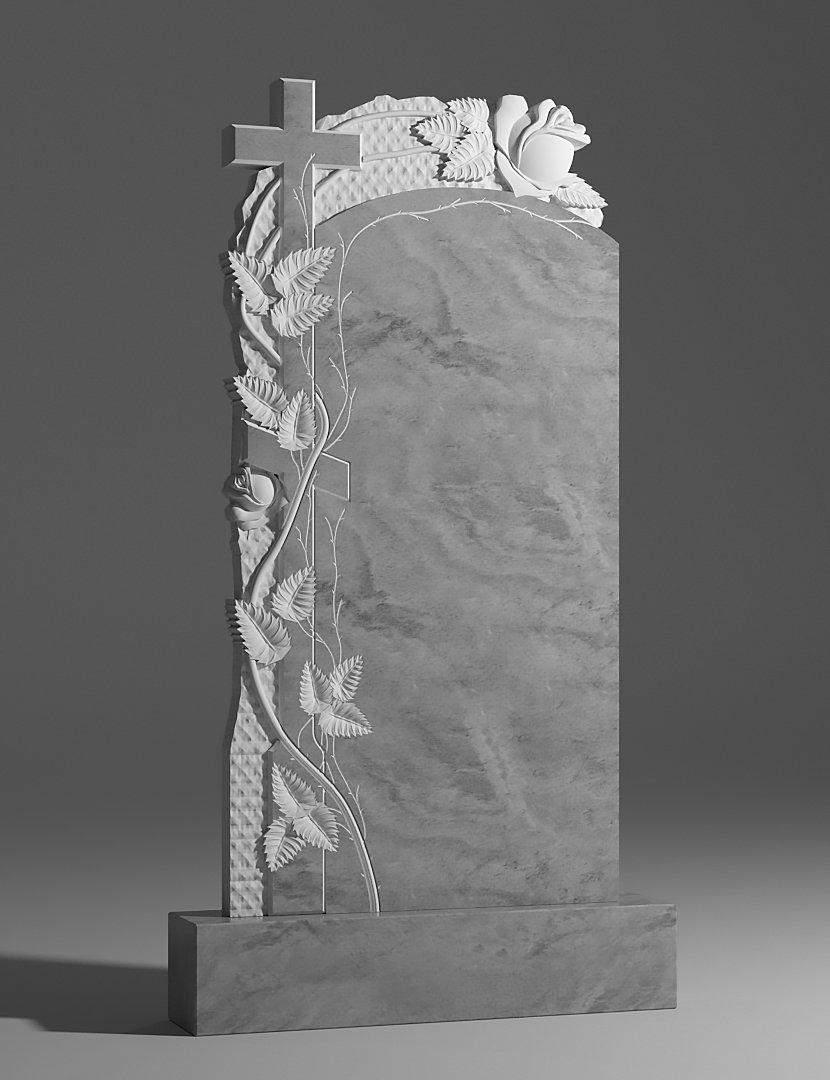 Памятник из мрамора Розы длиные и Крест