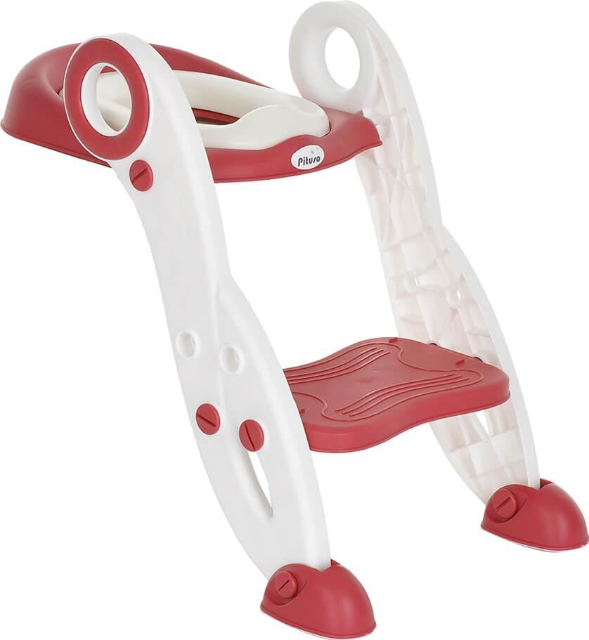 PITUSO Сиденье для унитаза с лесенкой и ручками Red/Красный,38*48*63 см