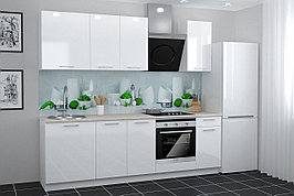 Кухонный гарнитур Сити, белый, белый глянец 240х210х52,6 см