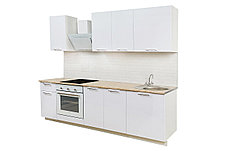 Кухонный гарнитур Сити, белый, белый глянец 240х210х52,6 см, фото 2