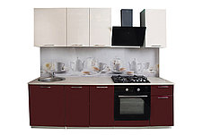 Кухонный гарнитур Сити 2,4 м, белый, ваниль, бордо 240х210х60 см, фото 3