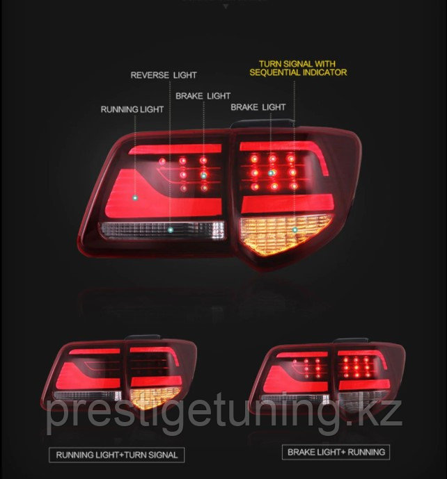 Задние фонари на Toyota Fortuner 2012-15 дизайн Land Cruiser (Красно-белый) - фото 3 - id-p99408194
