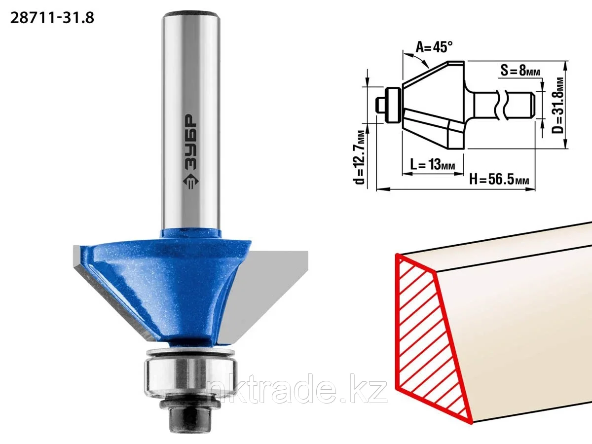 ЗУБР 31,8x13мм, фреза кромочная калевочная(фасочная) №9