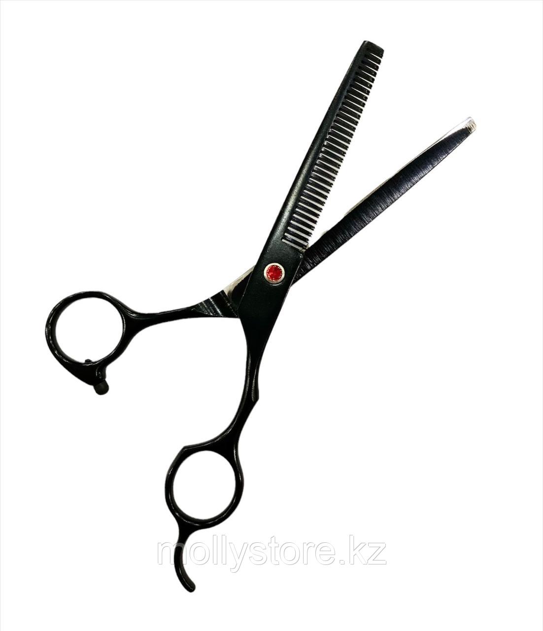 Ножницы филлировочные для парикмахера черные со стразами - фото 1 - id-p99421211