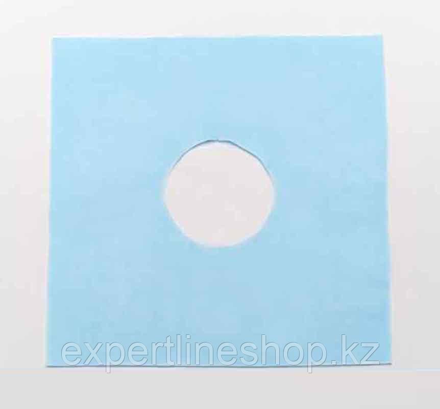 Салфетка для массажного кресла с отверстием для лица, 40х40, цвет голубой, СМС, 50 шт, Чистовье