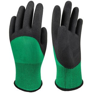 Перчатки рабочие пенка синтетические с полиуретановым покрытием , черный/зеленый