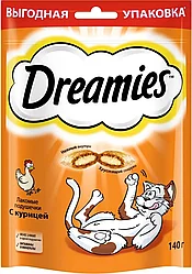 Dreamies 140г Лакомые подушечки с курицей для кошек