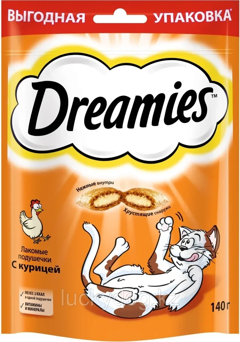 Dreamies 140г Лакомые подушечки с курицей для кошек - фото 1 - id-p93531138