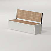 Скамейка из композитного мраморного камня Архитас c деревянным настилом Onda bench two