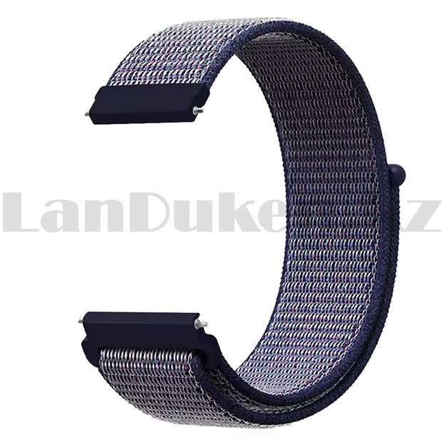 Ремешок нейлоновый на липучке для смарт часов 22 мм сине-серый - фото 3 - id-p99455077