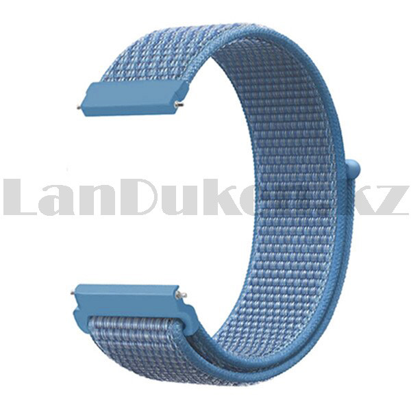 Ремешок нейлоновый на липучке для смарт часов 20 мм голубой - фото 3 - id-p99455120