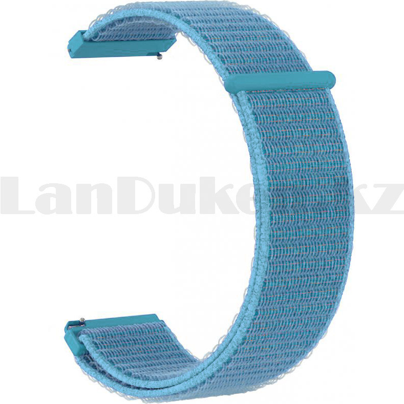 Ремешок нейлоновый на липучке для смарт часов 22 мм голубой - фото 4 - id-p99455204