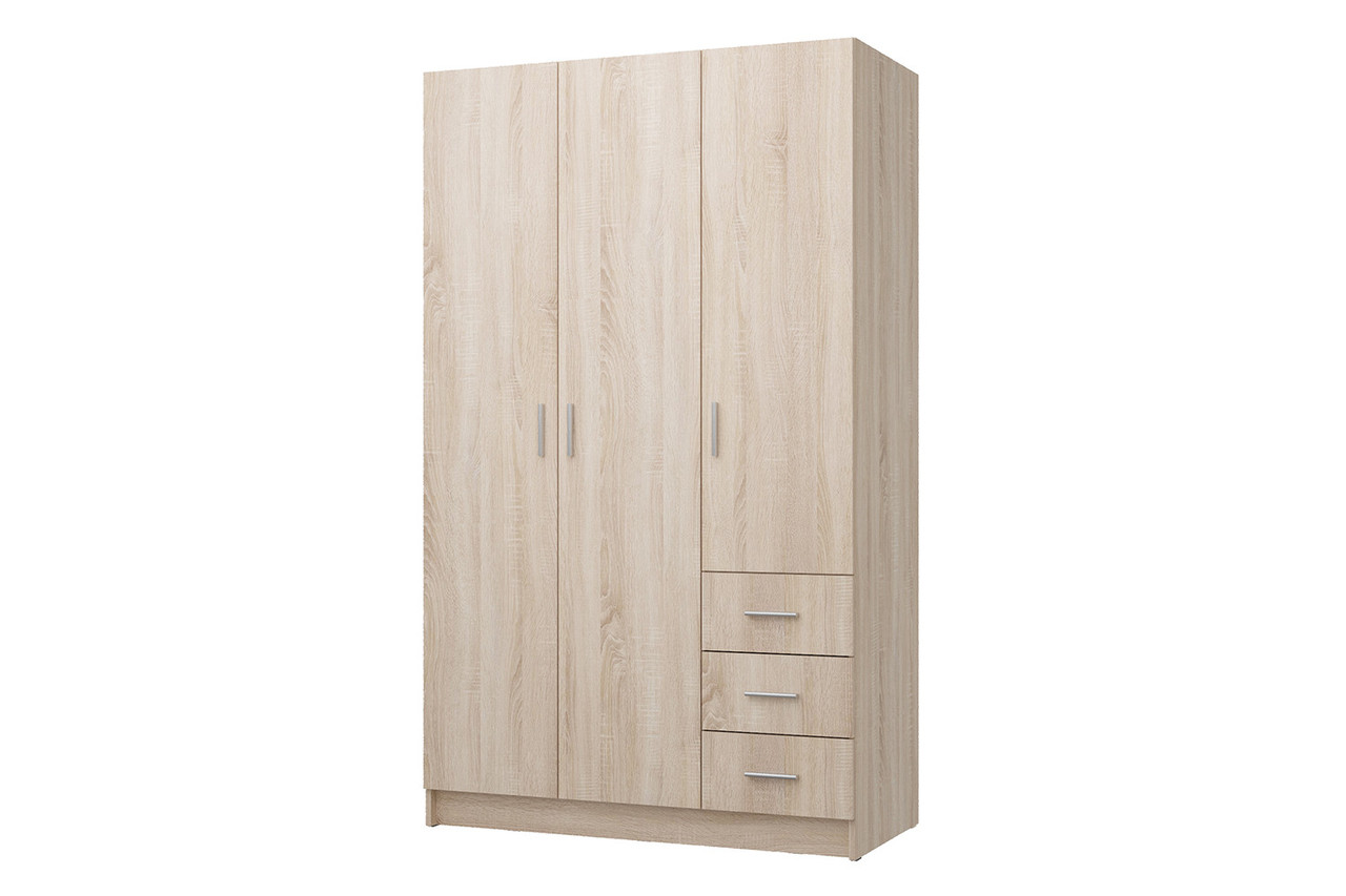 Шкаф для одежды 3-дверный Лофт, дуб Сонома120х202х57,5 см
