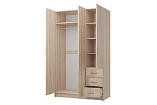 Шкаф для одежды 3-дверный Лофт, дуб Сонома120х202х57,5 см, фото 3