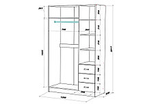 Шкаф для одежды 3-дверный Лофт, дуб Сонома120х202х57,5 см, фото 3