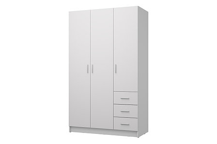 Шкаф для одежды 3-дверный Лофт белый 120х202х57,5 см, фото 2