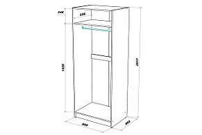 Шкаф для одежды 2-дверный Лофт, венге 80х202х57,5 см, фото 3