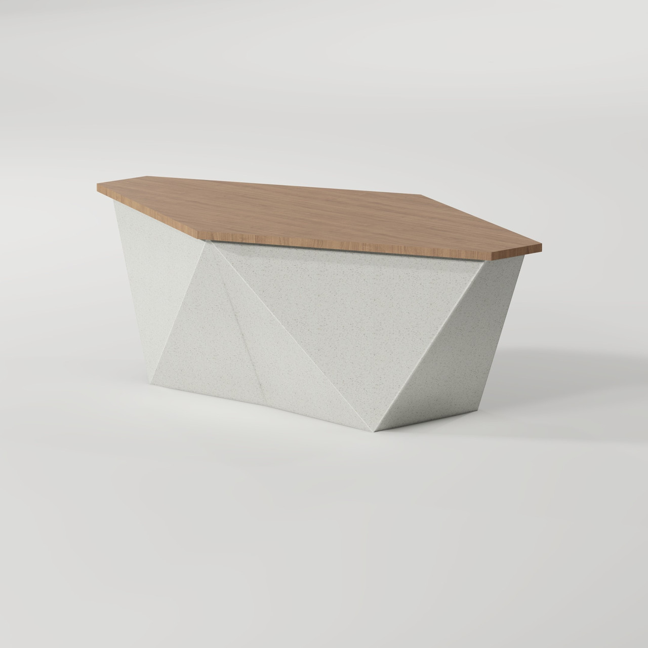 Стол из композитного мраморного камня Архитас c деревянным настилом Uno