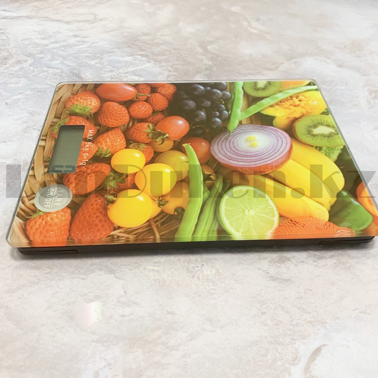 Кухонные электронные весы настольные прямоугольные мини с дисплеем c рисунком овощей и фруктов - фото 8 - id-p99456284