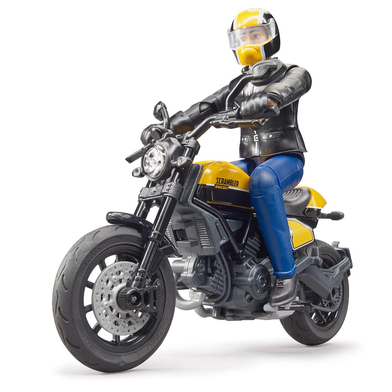 Bruder Игрушечный Мотоцикл Scrambler Ducati с мотоциклистом Желтый (Брудер 63-053) - фото 2 - id-p99471166