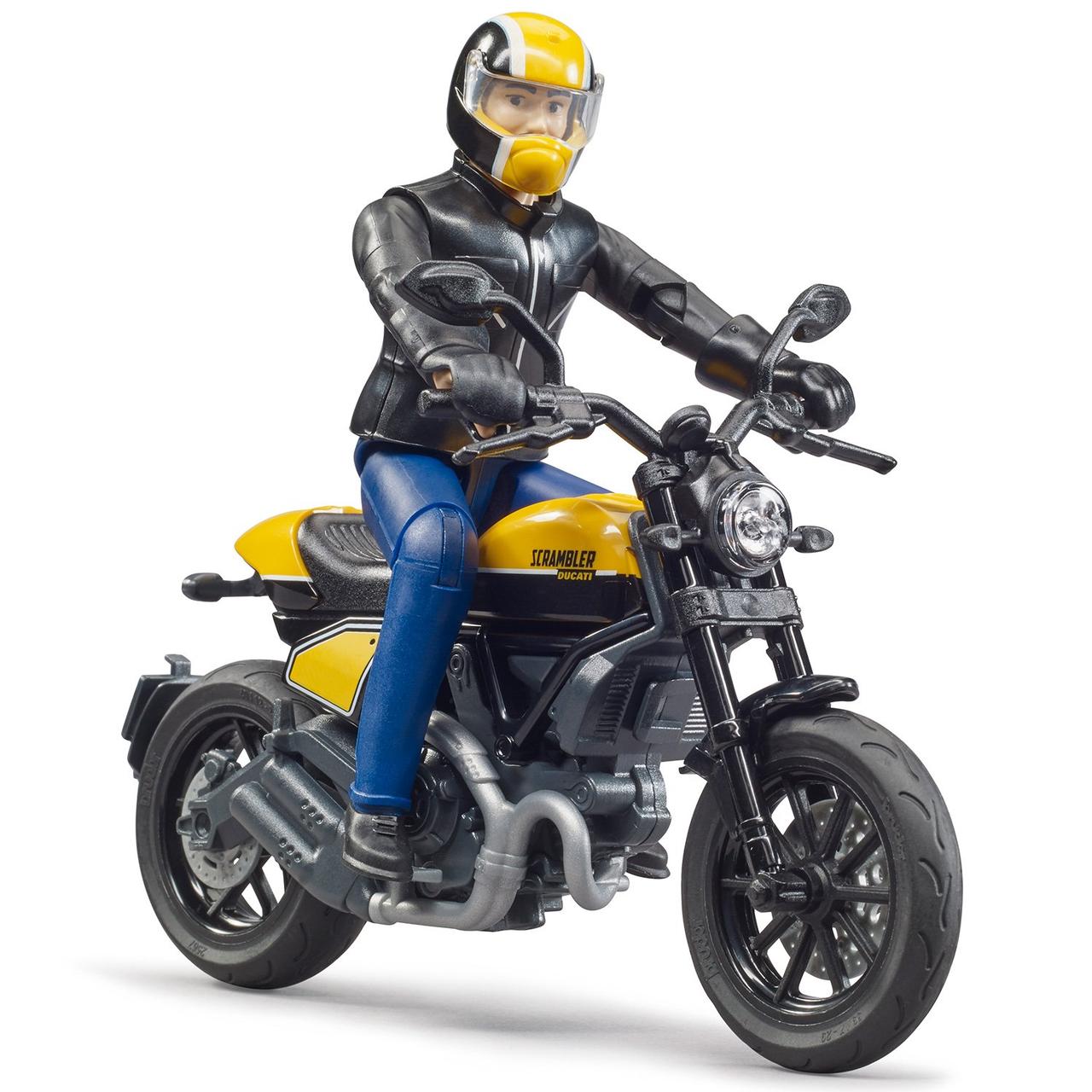 Bruder Игрушечный Мотоцикл Scrambler Ducati с мотоциклистом Желтый (Брудер 63-053) - фото 1 - id-p99471166