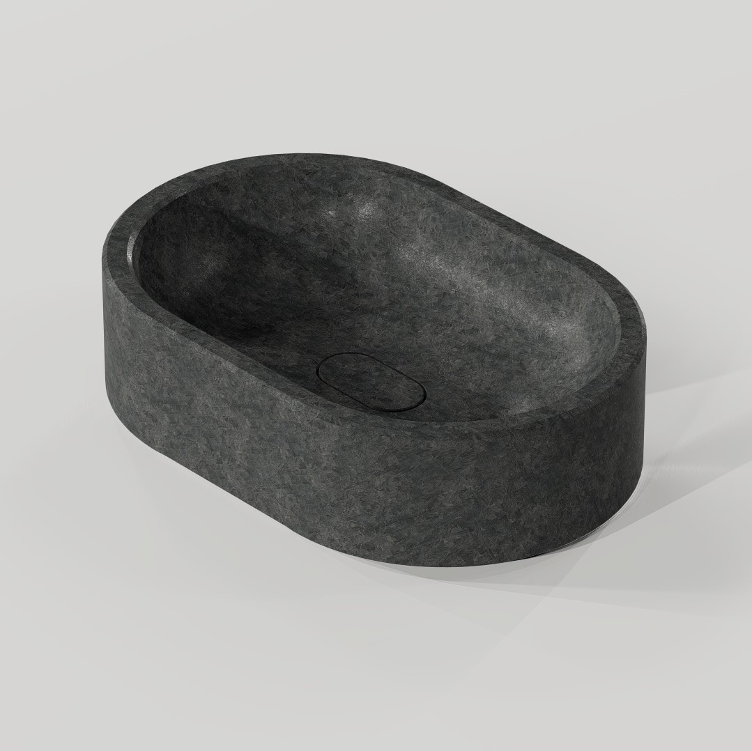 Раковина радиусная из композитного мраморного камня Архитас Solo grey