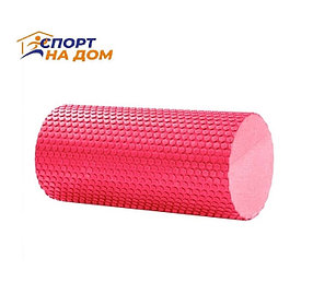 Массажный валик (ролик) для фитнеса и йоги 30 см (цвет розовый)
