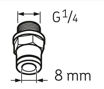 Штуцер для трубки 8 мм с наружной резьбой G1/4