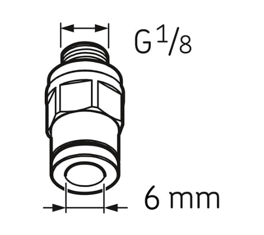 Штуцер для трубки 6 мм с наружной резьбой G1/8