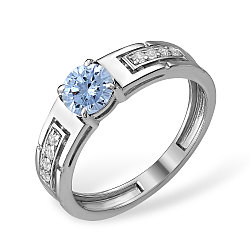 Серебряное кольцо с фианитом Efremov 1010019084-502 покрыто  родием