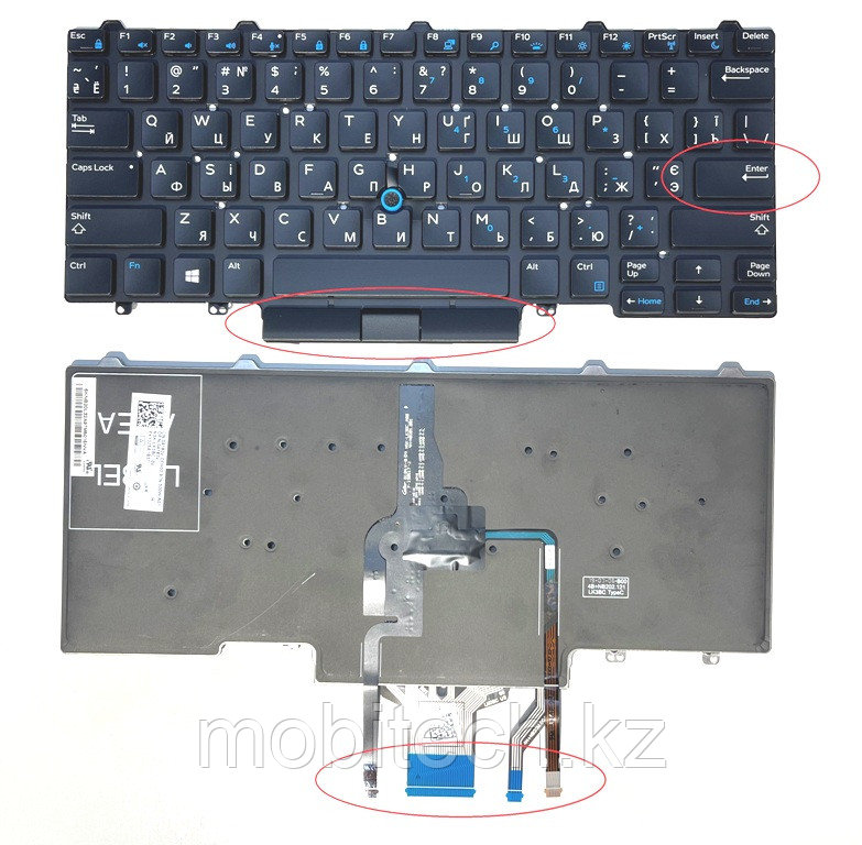 Клавиатуры Dell Latitude E5450 E5470 E7450 E7470 K9V28 клавиатура c RU/ EN раскладкой Black c подсветкой - фото 1 - id-p99507057