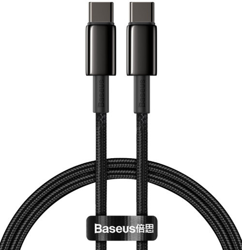 Кабель Baseus Tungsten Gold CATWJ-01 Type-C-Type-C 5A PD 100W 1m Черный