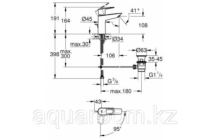 Смеситель для раковины с рычажным донным клапаном, размер M, хром Grohe BauLoop ColdStart (23887001) - фото 2 - id-p99510002