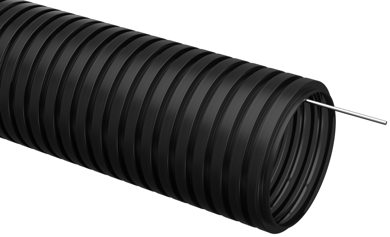 Труба гофрированная ПНД d=20мм с зондом черная (25м) IEK - фото 1 - id-p99511007