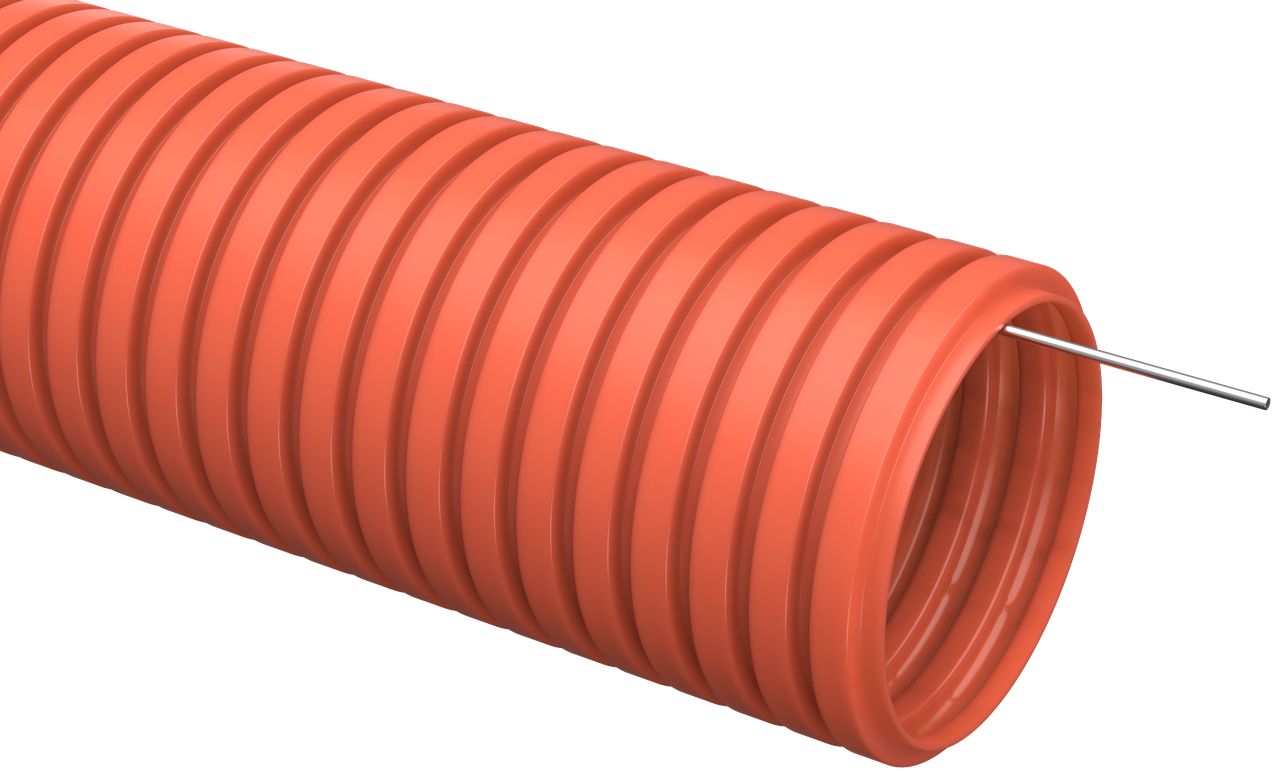 Труба гофрированная ПНД d=25мм с зондом оранжевая (50м) IEK - фото 1 - id-p99511019