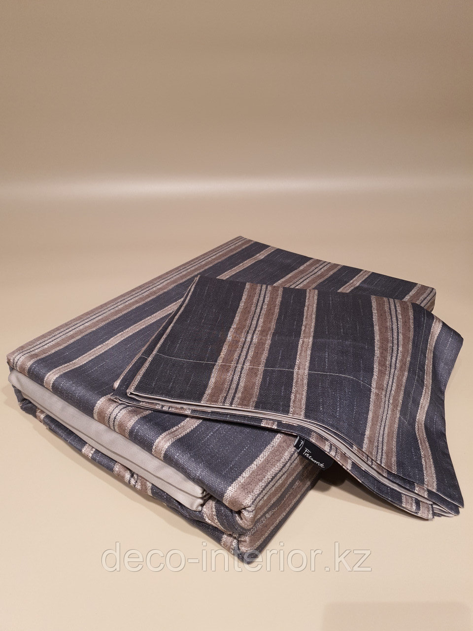 Комплект постельного белья KING SIZE из египетского хлопка в полоску с контрастной простынью - фото 7 - id-p95491331