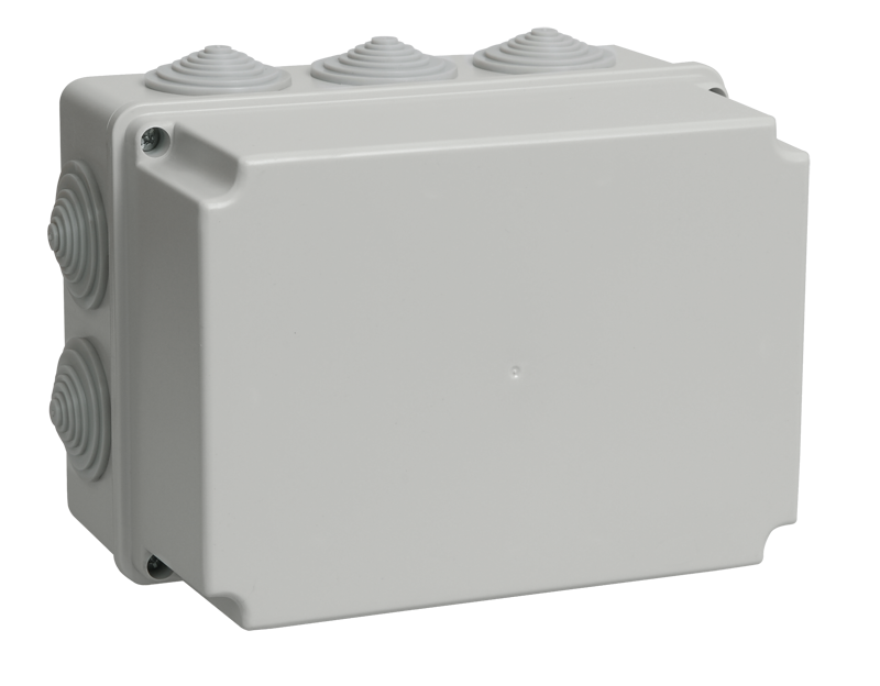 Коробка распаячная КМ41246 для открытой проводки 190х140х120мм IP55 (RAL 7035, 10 гермовводов) IEK - фото 1 - id-p99512093