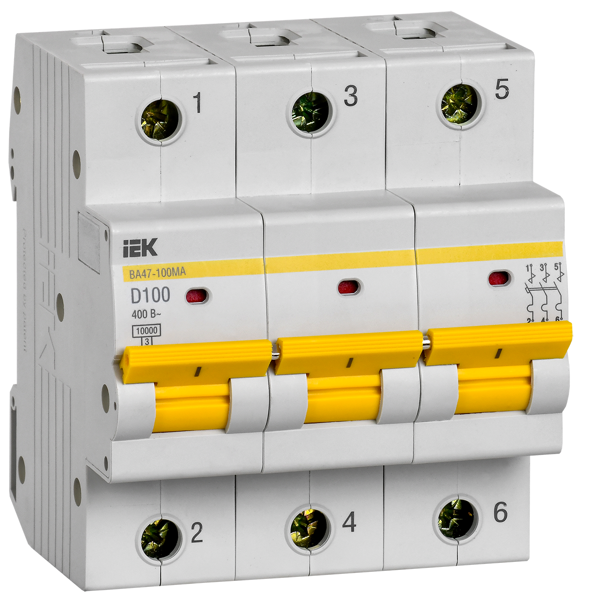 Автоматический выключатель ВА47-100МА без теплового расцепителя 3P 100А 10кА D IEK - фото 1 - id-p99513280