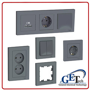 Электрические розетки, выключатели, рамки, USB розетки ГРИФЕЛЬ Schneider Electric (серый)