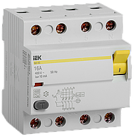 Выключатель дифференциальный (УЗО) ВД1-63 4Р 16А 10мА тип А IEK