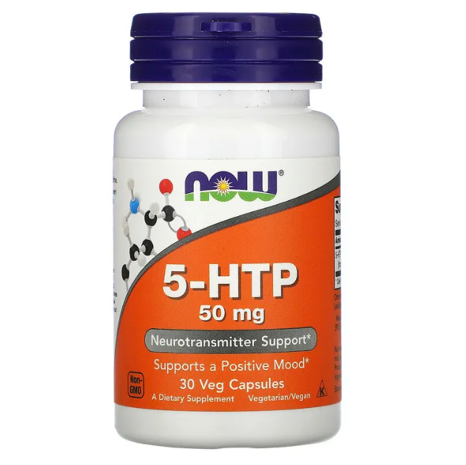 NOW Foods, 5-гидрокситриптофан (5-HTP), 50 мг, 30 растительных капсул - фото 1 - id-p99539318