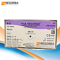 Шовный материал ПГА Ресорба (PGA Resorba) - нить хирургическая, USP 4-0 (M1,5), HR 17 мм, 1/2, 70 см.